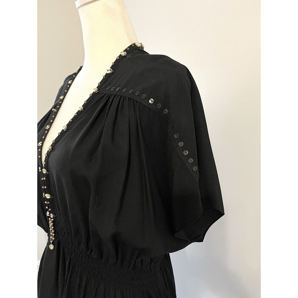 Soft Surroundings Kaftan Dress Womens Large Sea Shell Accent Resort Cruise Black - Picture 4 of 14